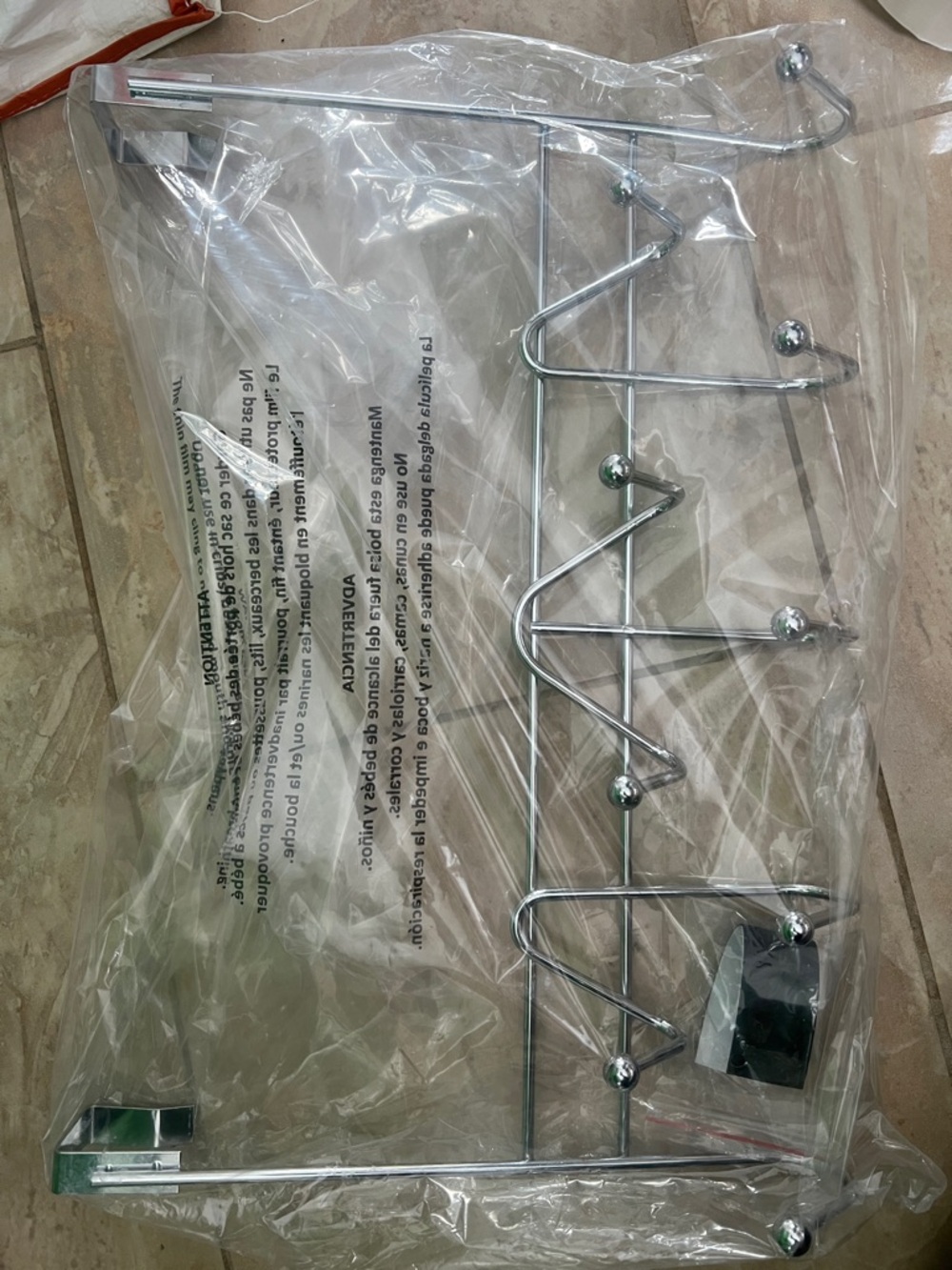 New Chrome Over-the-Door Hook Rack - Silver